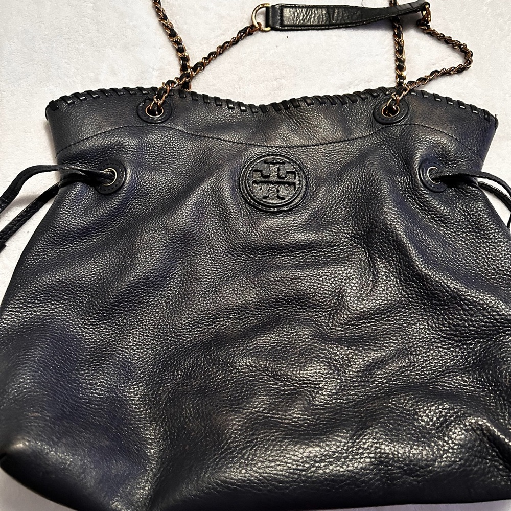 Black Leather Chain Strap Bag